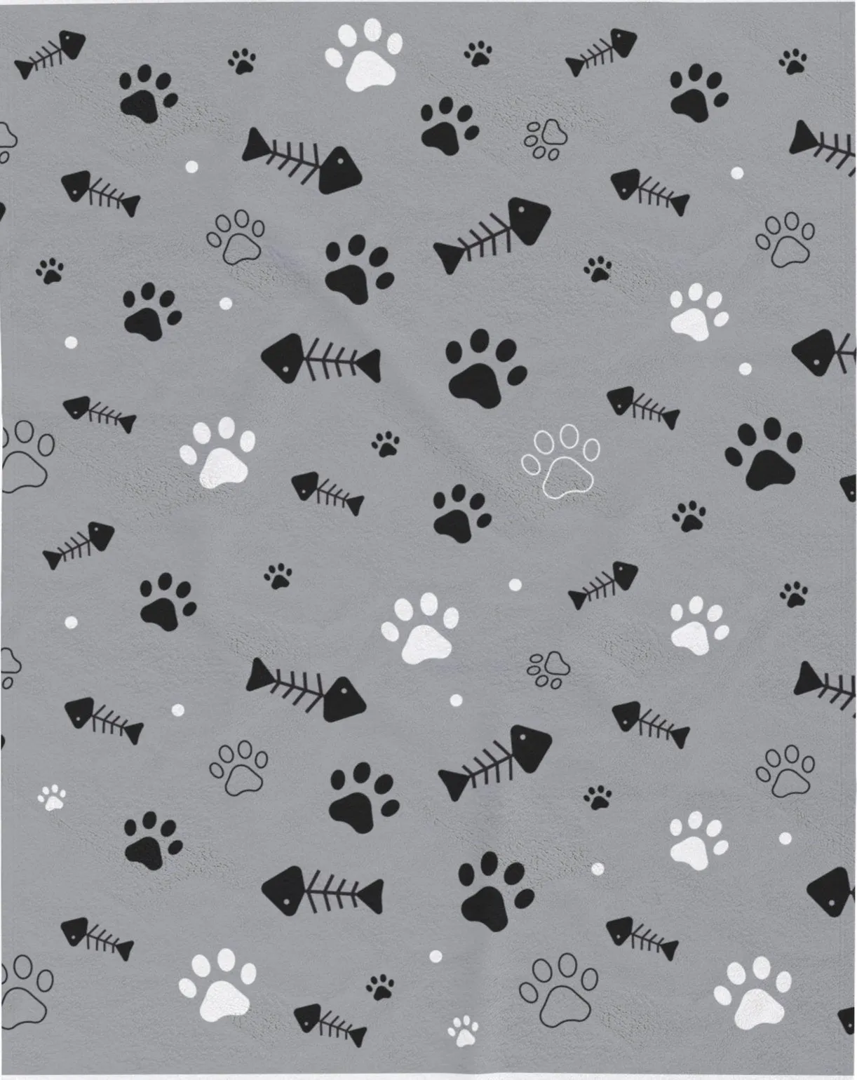 Cat Paws & Fish Bones Plush Blanket