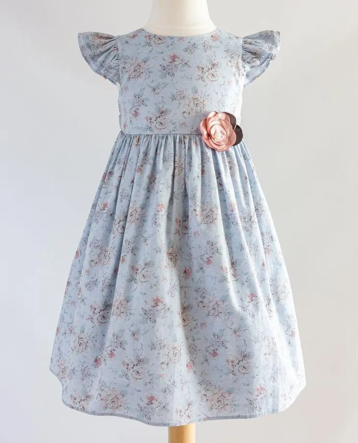 Chambray Floral Toddler Dress