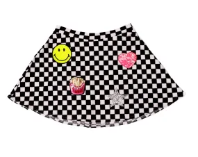 Checkered Patch Skirt w/Sequin Patches