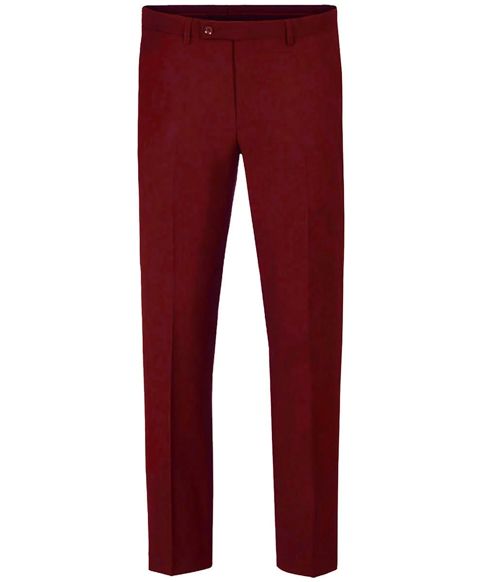 Cherry Red Slim Fit Men's Suit with Vest Set