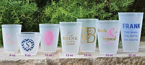 Colorful Monogram Personalized Frosted Cups