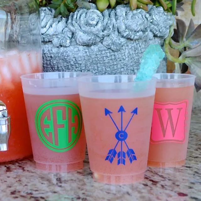 Colorful Monogram Personalized Frosted Cups