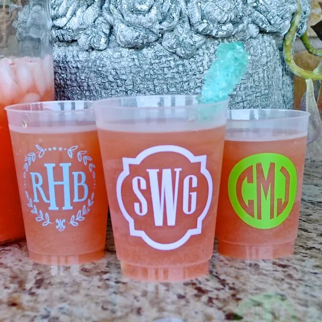 Colorful Monogram Personalized Frosted Cups