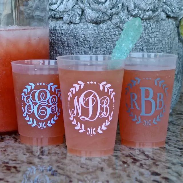 Colorful Monogram Personalized Frosted Cups