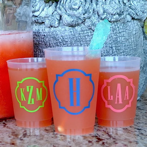 Colorful Monogram Personalized Frosted Cups