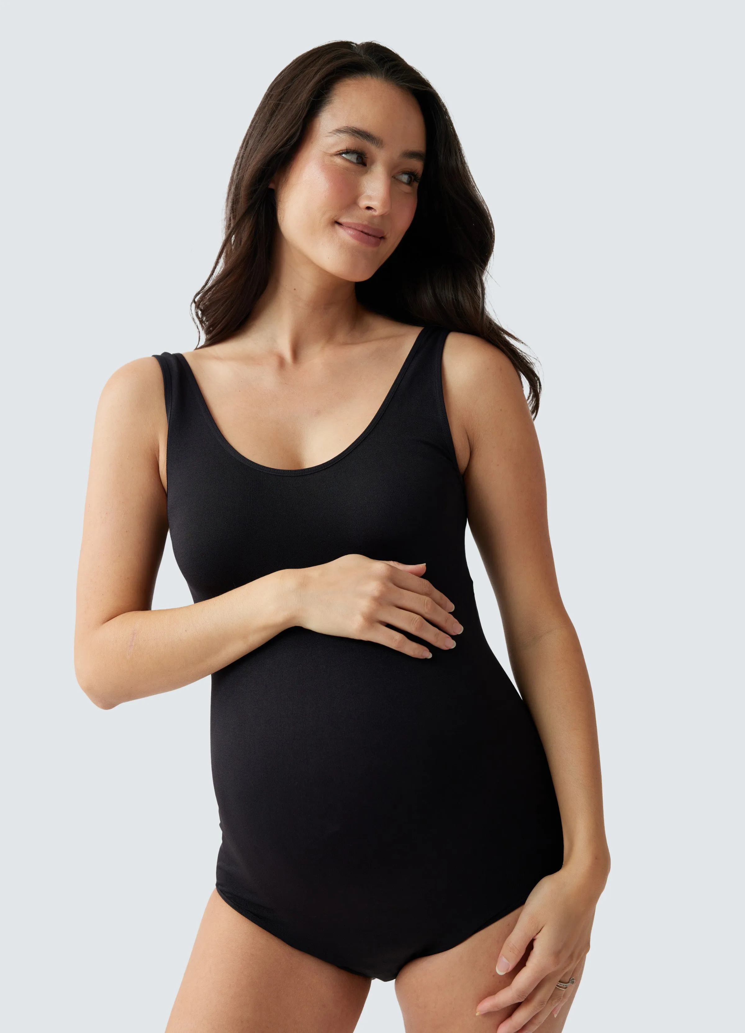 Cooling Seamless Maternity Bodysuit Black