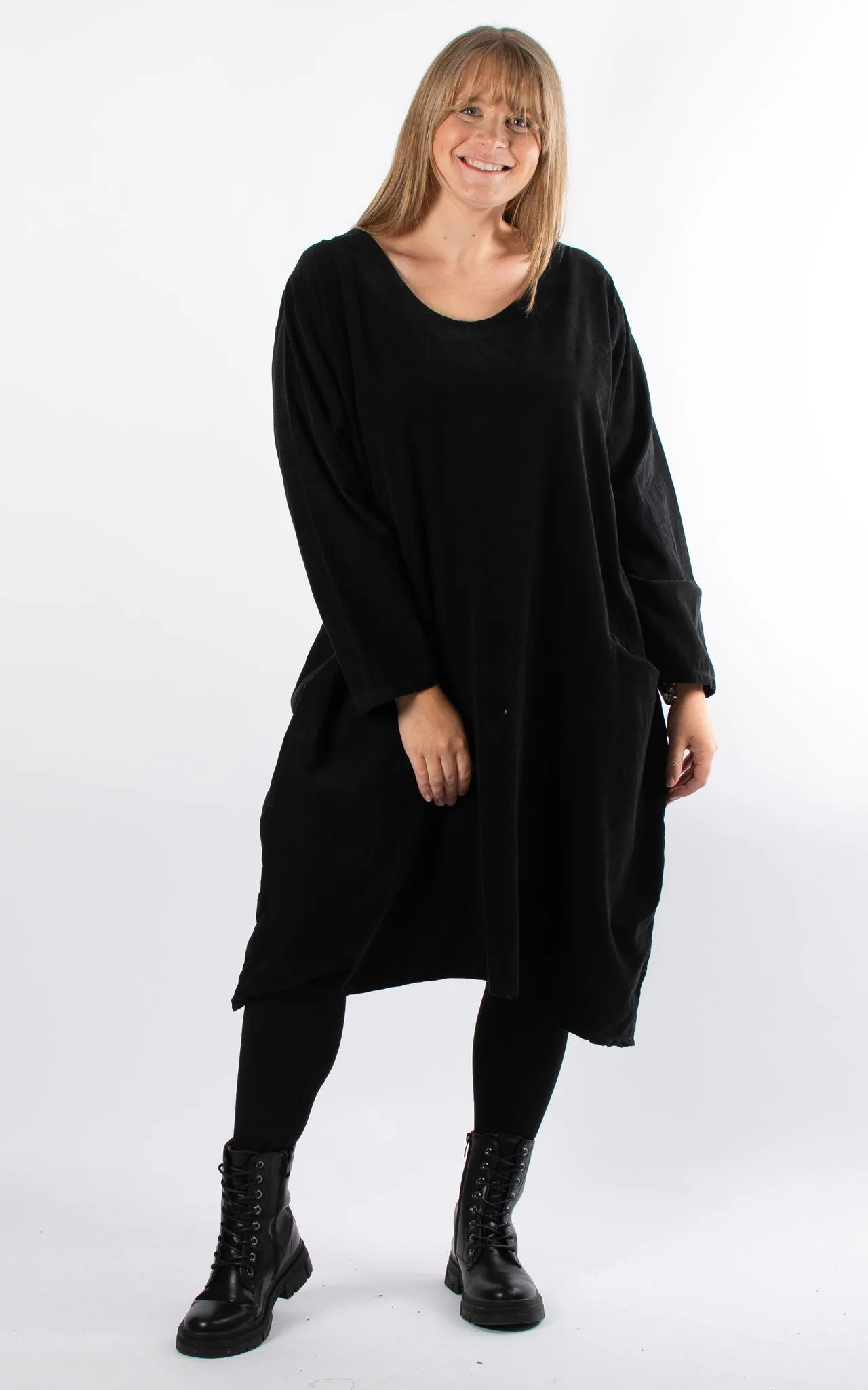 Cord Midi Dress | Black