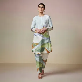 Cotton Printed Kurta Set for Women | Light Blue | Relaxed Fit