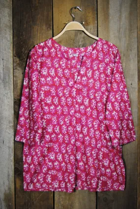 Cotton Tunic Top in Fuchsia