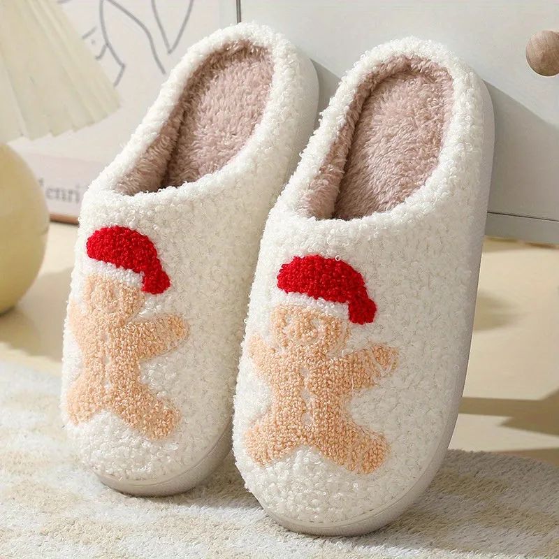 Cozy Christmas Slippers - Soft Plush Shoes with Adorable Cartoon Pattern Design, Vibrant Santa Claus and Reindeer Print, Ultra Cozy and Warm for Cold Winter Nights, Fuzzy Texture for Added Comfort, Perfect for Winter Season