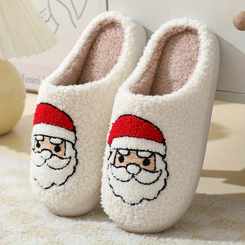 Cozy Christmas Slippers - Soft Plush Shoes with Adorable Cartoon Pattern Design, Vibrant Santa Claus and Reindeer Print, Ultra Cozy and Warm for Cold Winter Nights, Fuzzy Texture for Added Comfort, Perfect for Winter Season