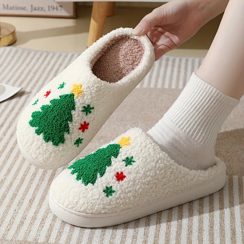 Cozy Christmas Slippers - Soft Plush Shoes with Adorable Cartoon Pattern Design, Vibrant Santa Claus and Reindeer Print, Ultra Cozy and Warm for Cold Winter Nights, Fuzzy Texture for Added Comfort, Perfect for Winter Season