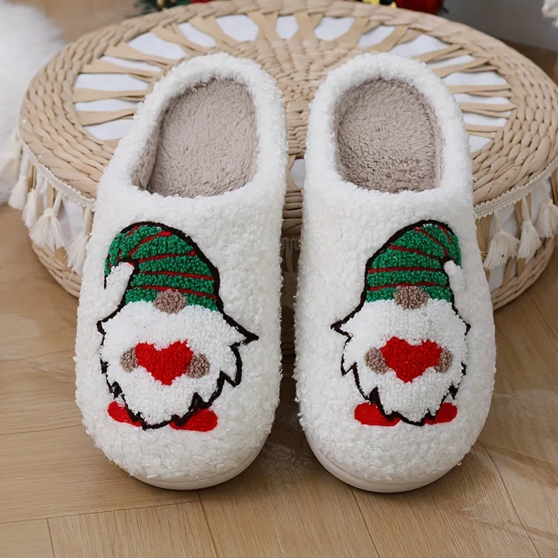 Cozy Christmas Slippers - Soft Plush Shoes with Adorable Cartoon Pattern Design, Vibrant Santa Claus and Reindeer Print, Ultra Cozy and Warm for Cold Winter Nights, Fuzzy Texture for Added Comfort, Perfect for Winter Season