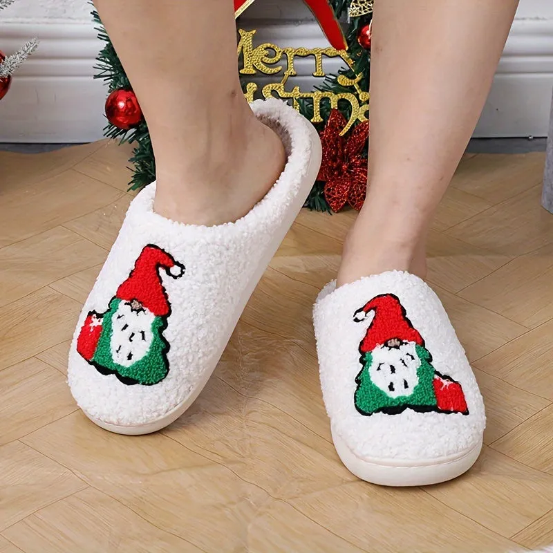 Cozy Christmas Slippers - Soft Plush Shoes with Adorable Cartoon Pattern Design, Vibrant Santa Claus and Reindeer Print, Ultra Cozy and Warm for Cold Winter Nights, Fuzzy Texture for Added Comfort, Perfect for Winter Season