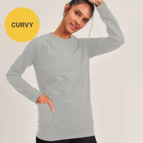 CURVY Mono B GREEN - Active Raglan Pullover with Pockets