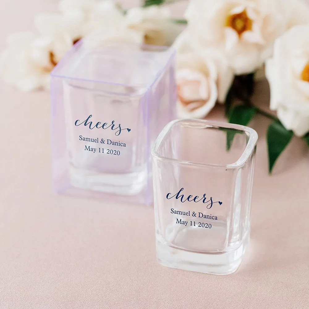 Custom Wedding Printed Square Shot Glass Favors (Set of 20)