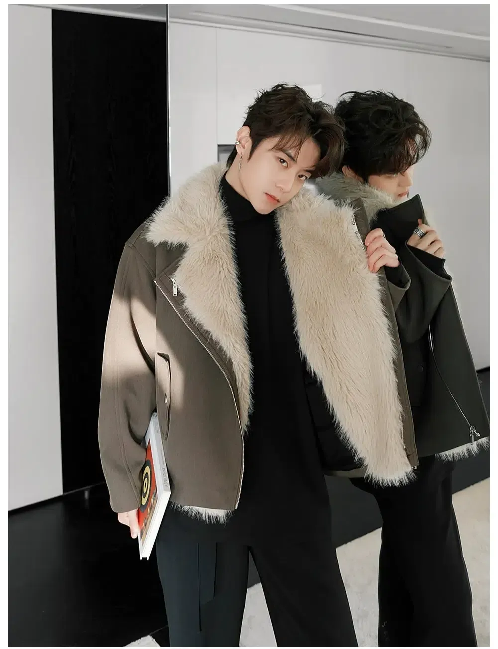 Detachable Fur Collar Two-piece Jacket