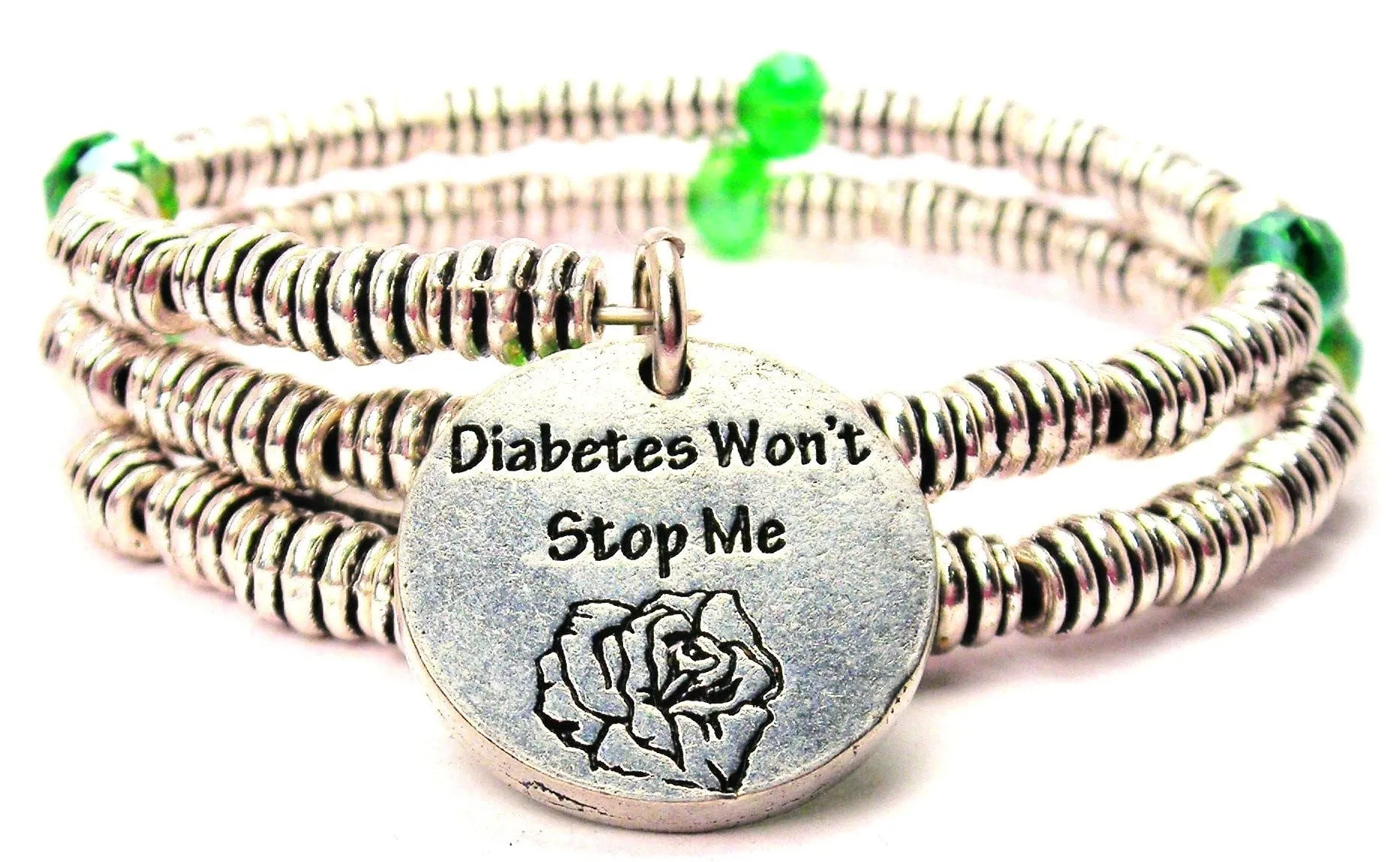 Diabetes Wont Stop Me With A Rose Curly Coil Wrap Style Bangle Bracelet