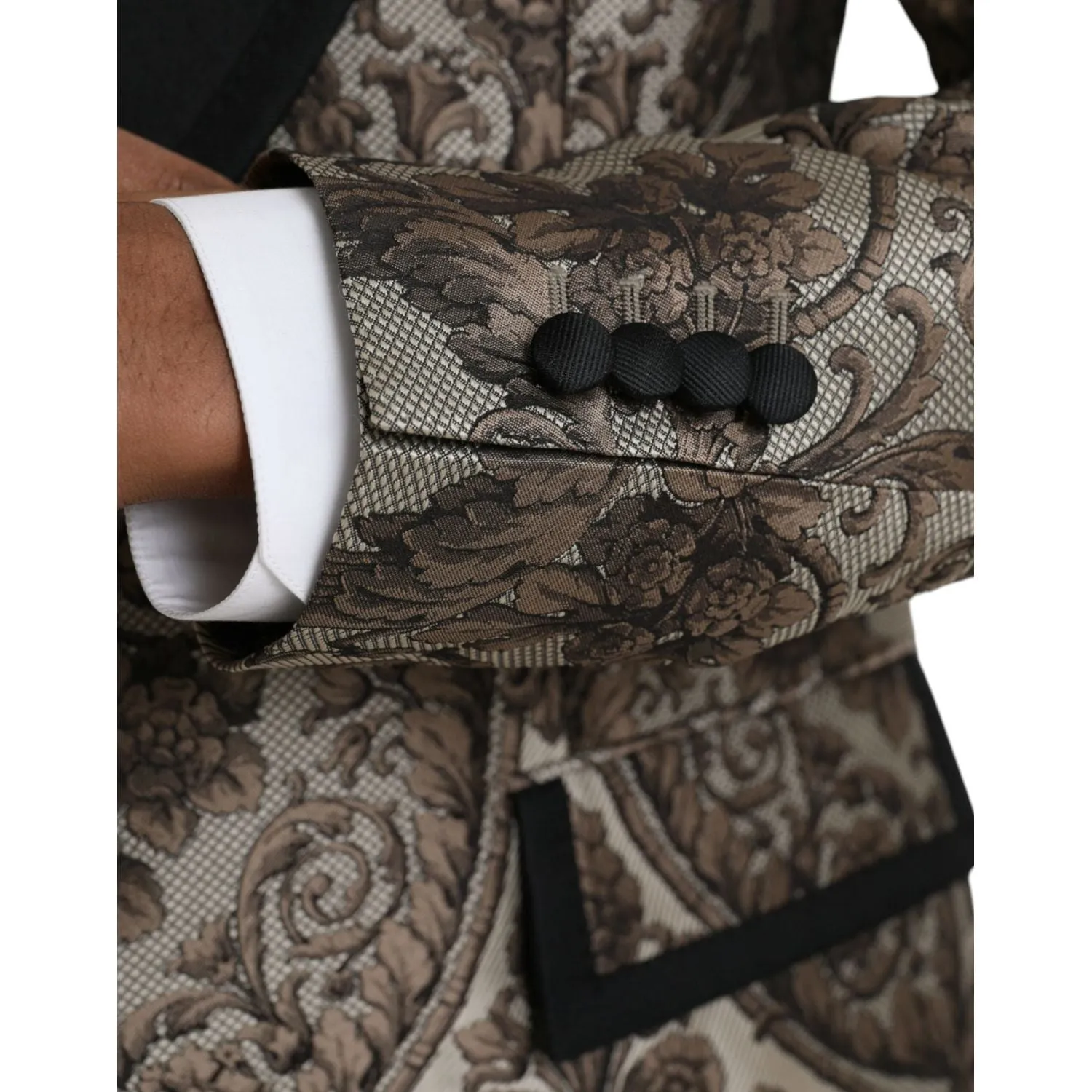 Dolce & Gabbana Brown Floral Jacquard Formal 3 Piece Suit