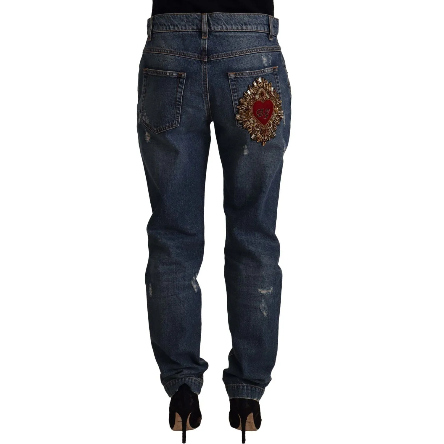 Dolce & Gabbana Chic Boyfriend Cut Mid Waist Denim Jeans