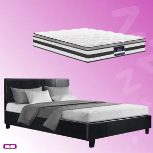 Double Package | Coogee Bed Black & Normay Series Pillow Top Mattress (Medium Firm)