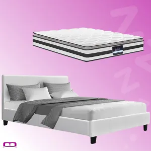 Double Package | Coogee Bed White & Normay Series Pillow Top Mattress (Medium Firm)