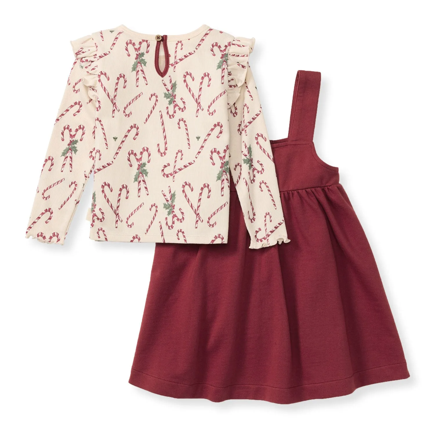 Dress Set - Dancing Candy Canes - Redwood