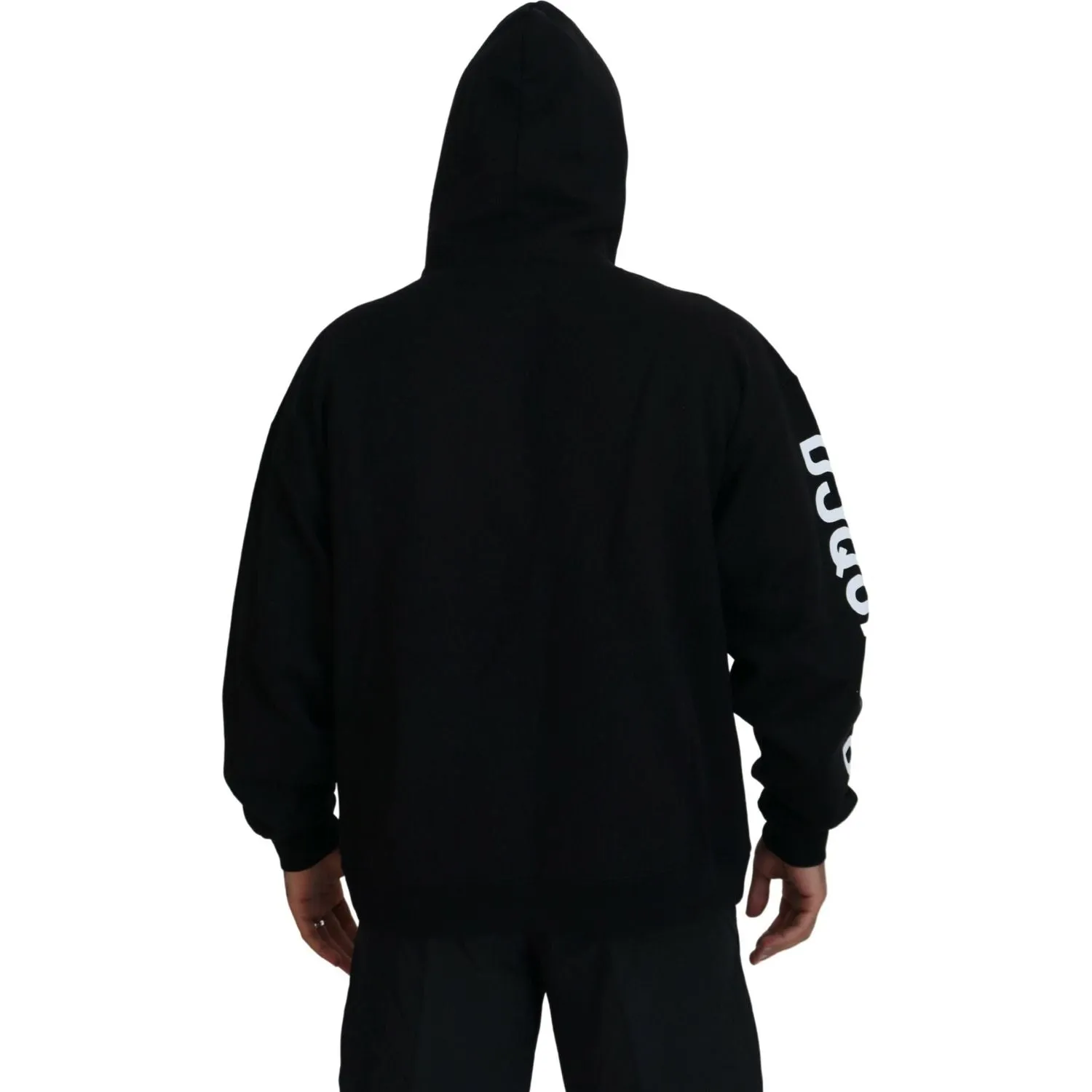 Dsquared² Black Hooded Full Zip Printed Sleeves Sweater