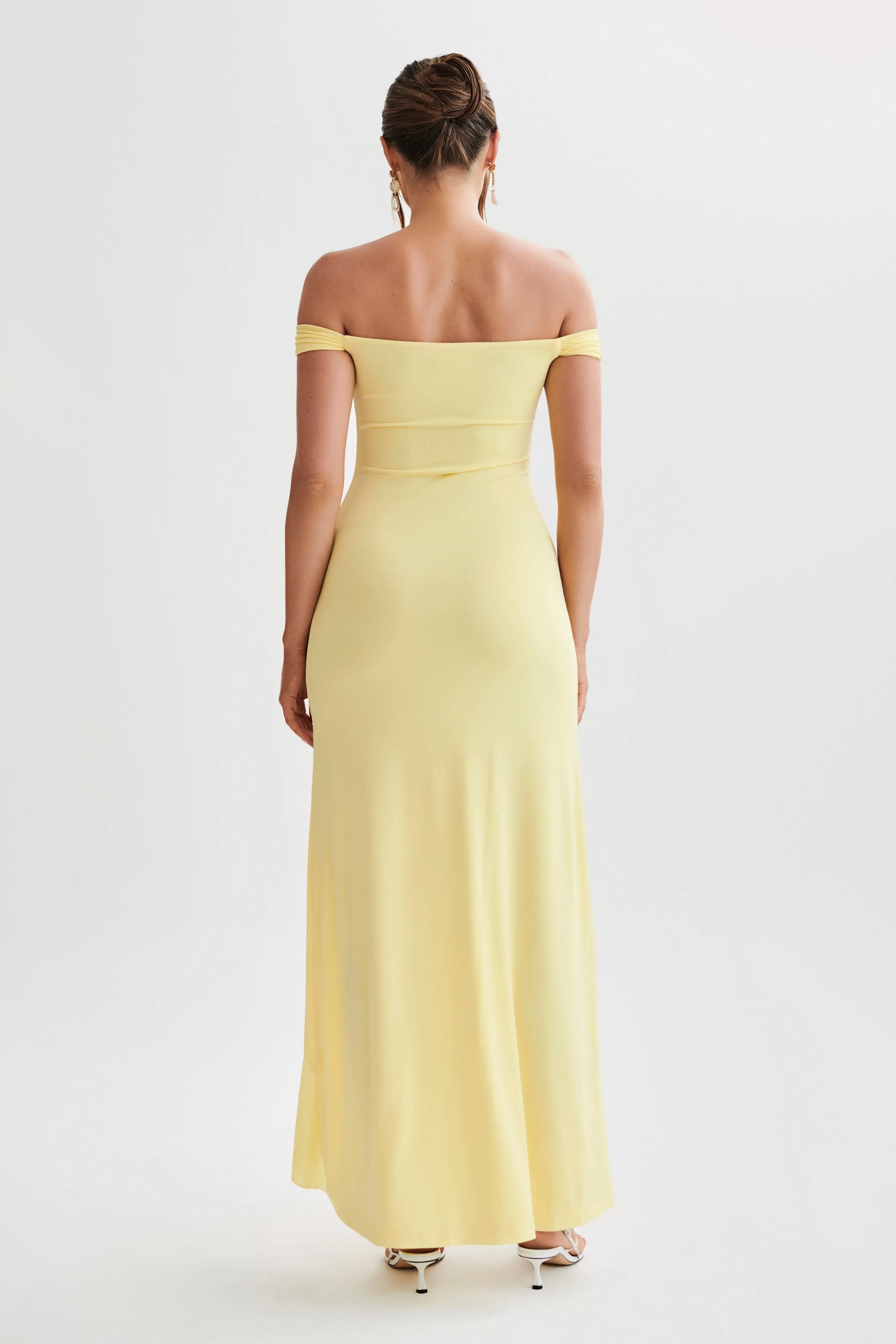 Eisley Slinky Off Shoulder Maxi Dress - Yellow