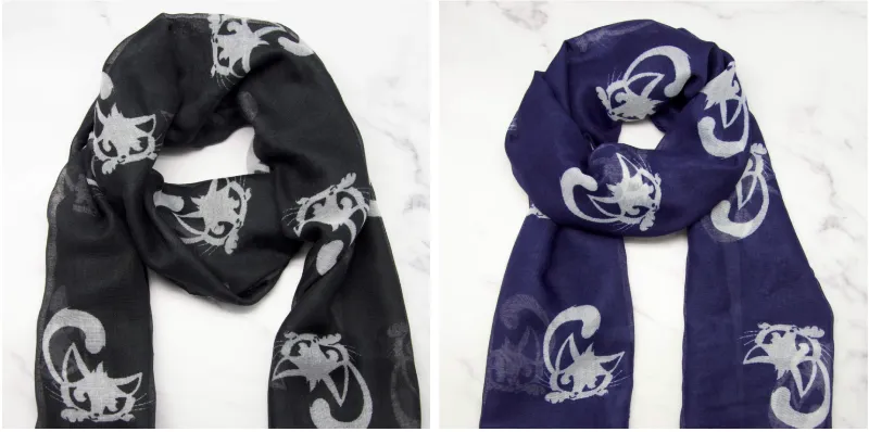 Fabulous Felines Black and Blue Cat Scarfs - Gift Set