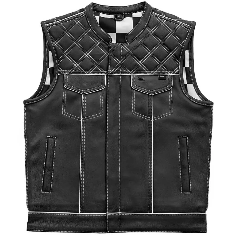 First Mfg Mens Checker Custom Leather Vest