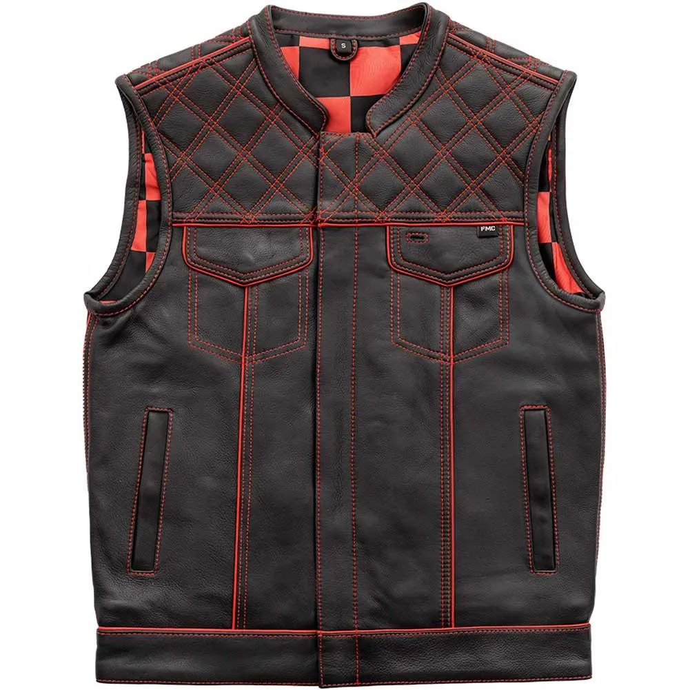 First Mfg Mens Checker Custom Leather Vest