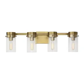 Four Light Vanity from the Garrett Collection in Burnished Brass Finish by Visual Comfort Studio