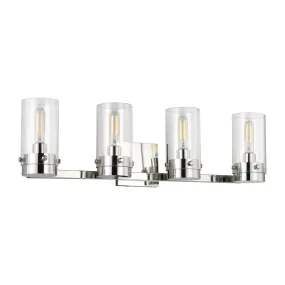 Four Light Vanity from the Garrett Collection in Polished Nickel Finish by Visual Comfort Studio