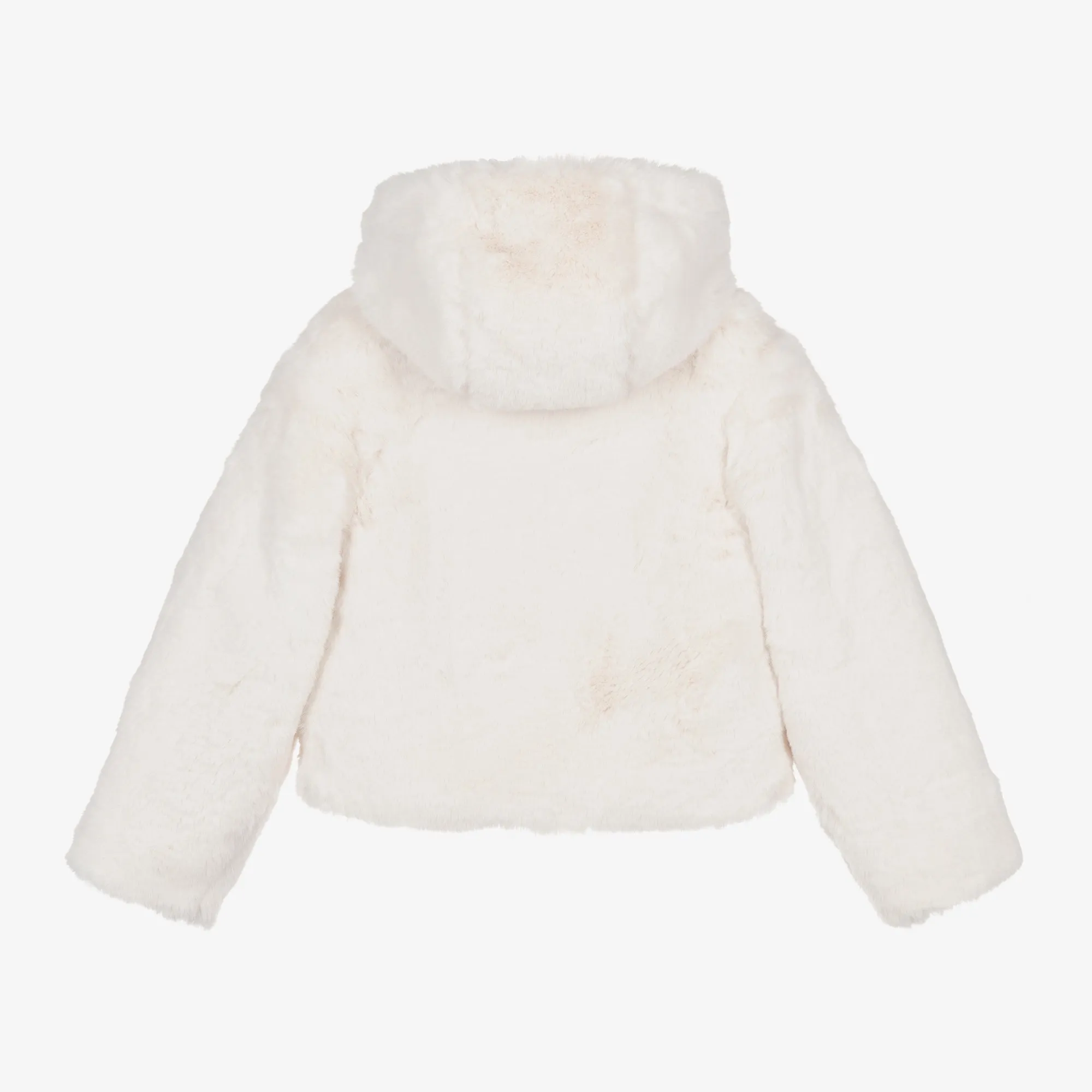 Fun & Fun Kids Girls Ivory Hooded Faux Fur Jacket