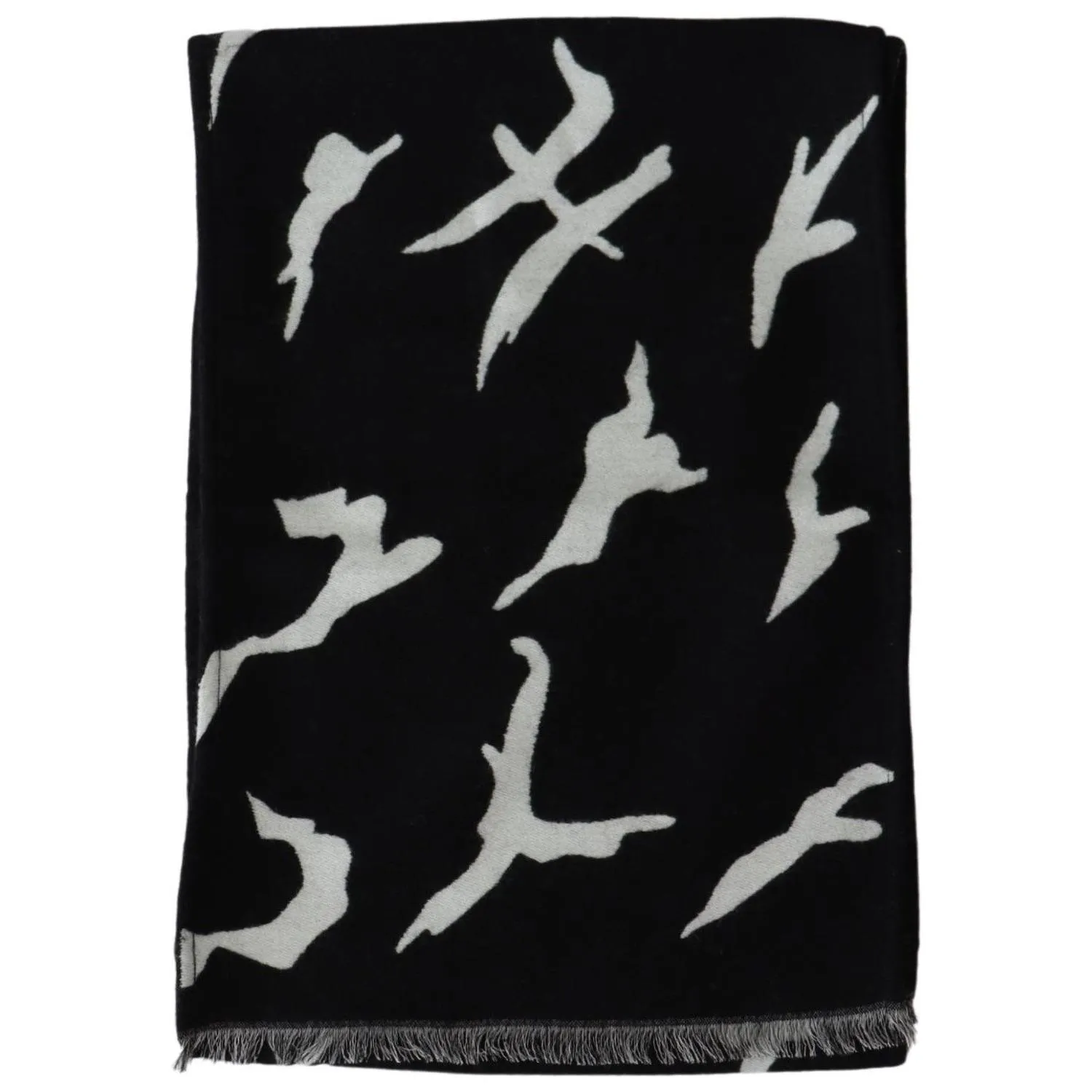 Givenchy Elegant Unisex Wool-Silk Scarf in Black & White