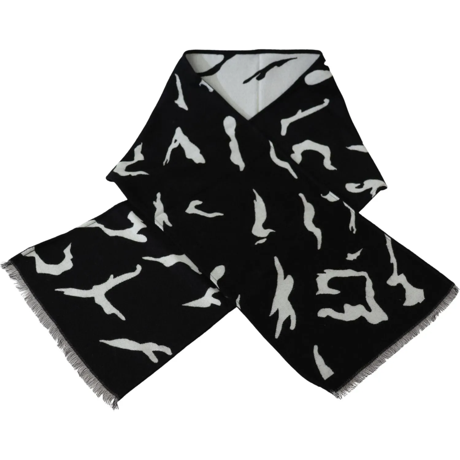 Givenchy Elegant Unisex Wool-Silk Scarf in Black & White