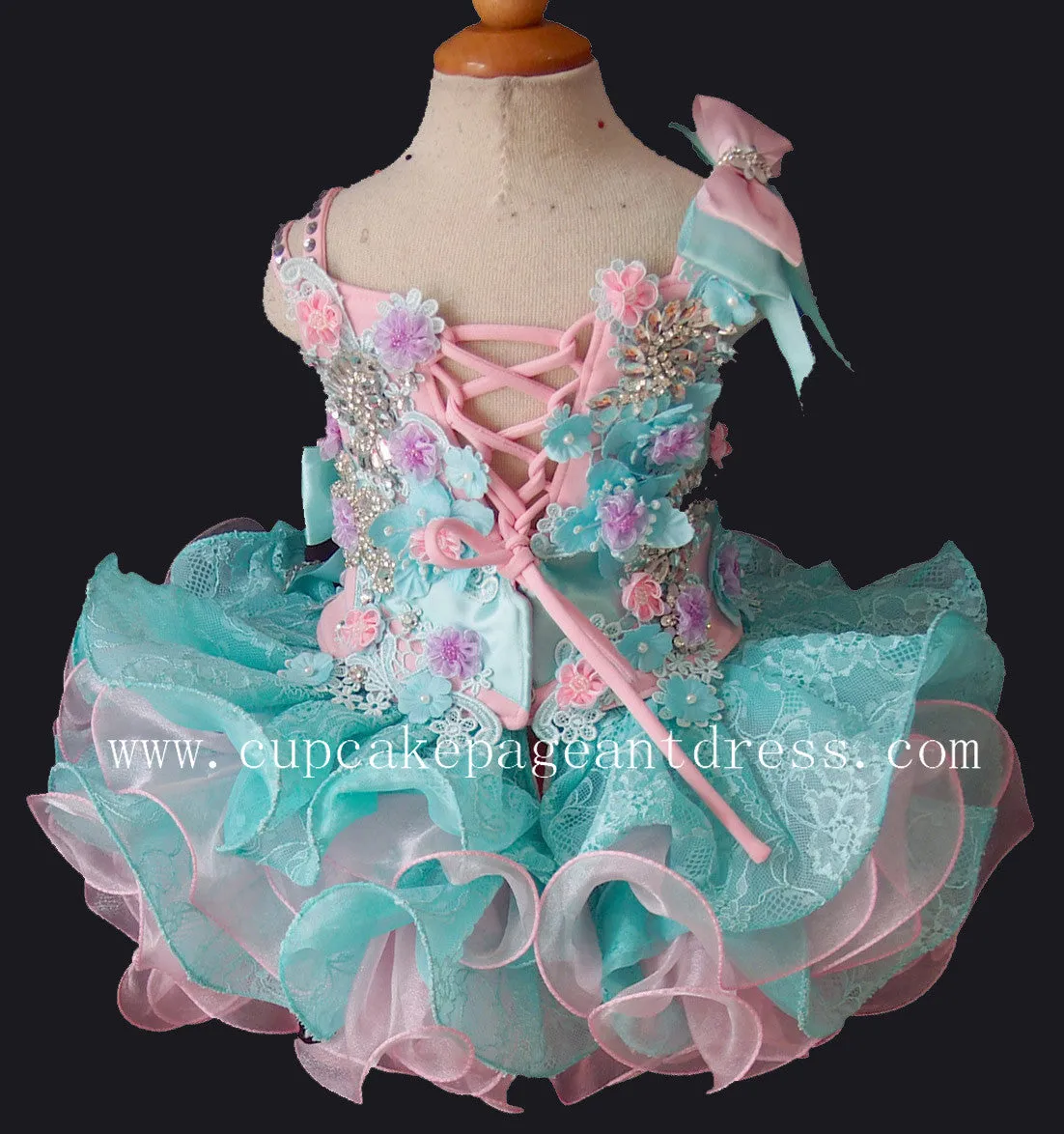 Glitz Beaded Bodice Lace Little Princess Nations Cupcake Pageant Dress