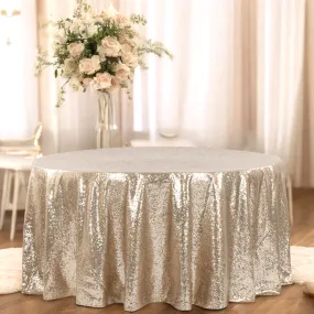 Glitz Sequins 120" Round Tablecloth - Champagne