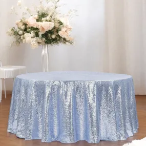 Glitz Sequins 120" Round Tablecloth - Dusty Blue