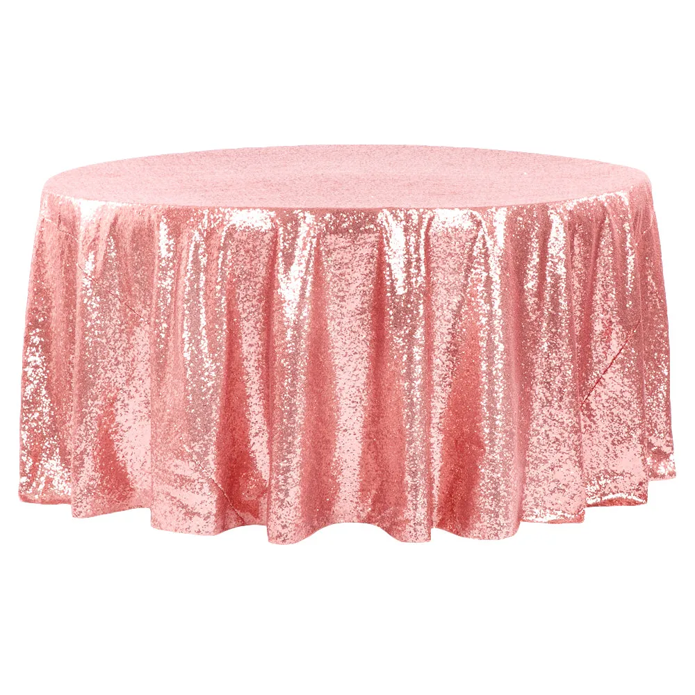 Glitz Sequins 120" Round Tablecloth - Dusty Rose/Mauve