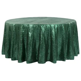 Glitz Sequins 120" Round Tablecloth - Emerald Green