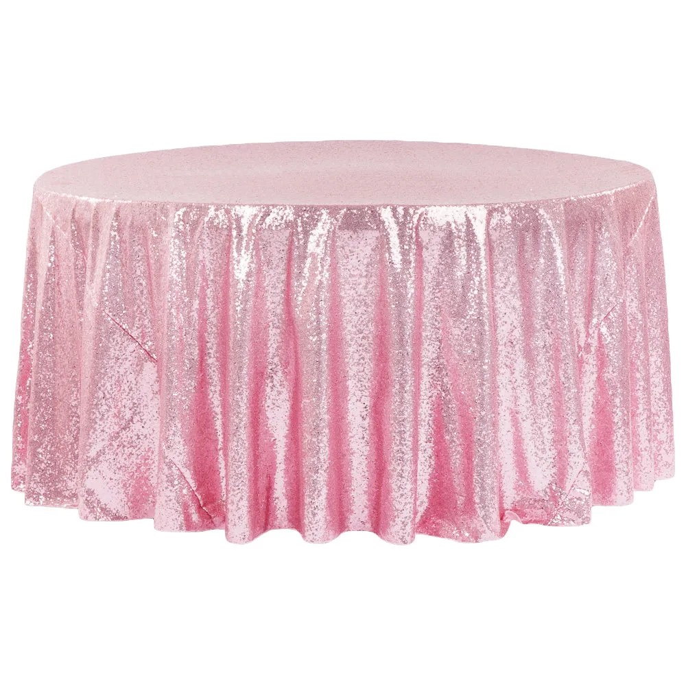 Glitz Sequins 120" Round Tablecloth - Pink