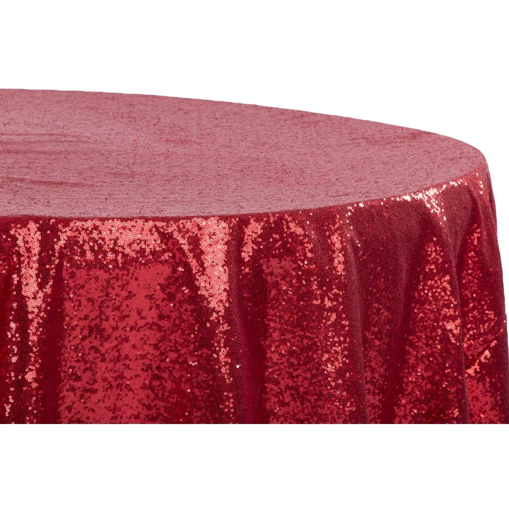 Glitz Sequins 120" Round Tablecloth - Red