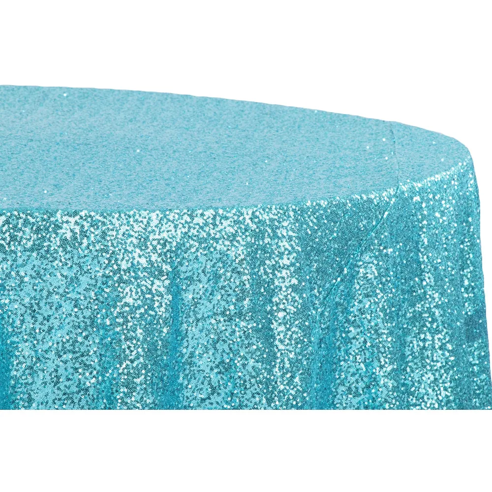 Glitz Sequins 120" Round Tablecloth - Turquoise