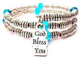 God Bless You Curly Coil Wrap Style Bangle Bracelet