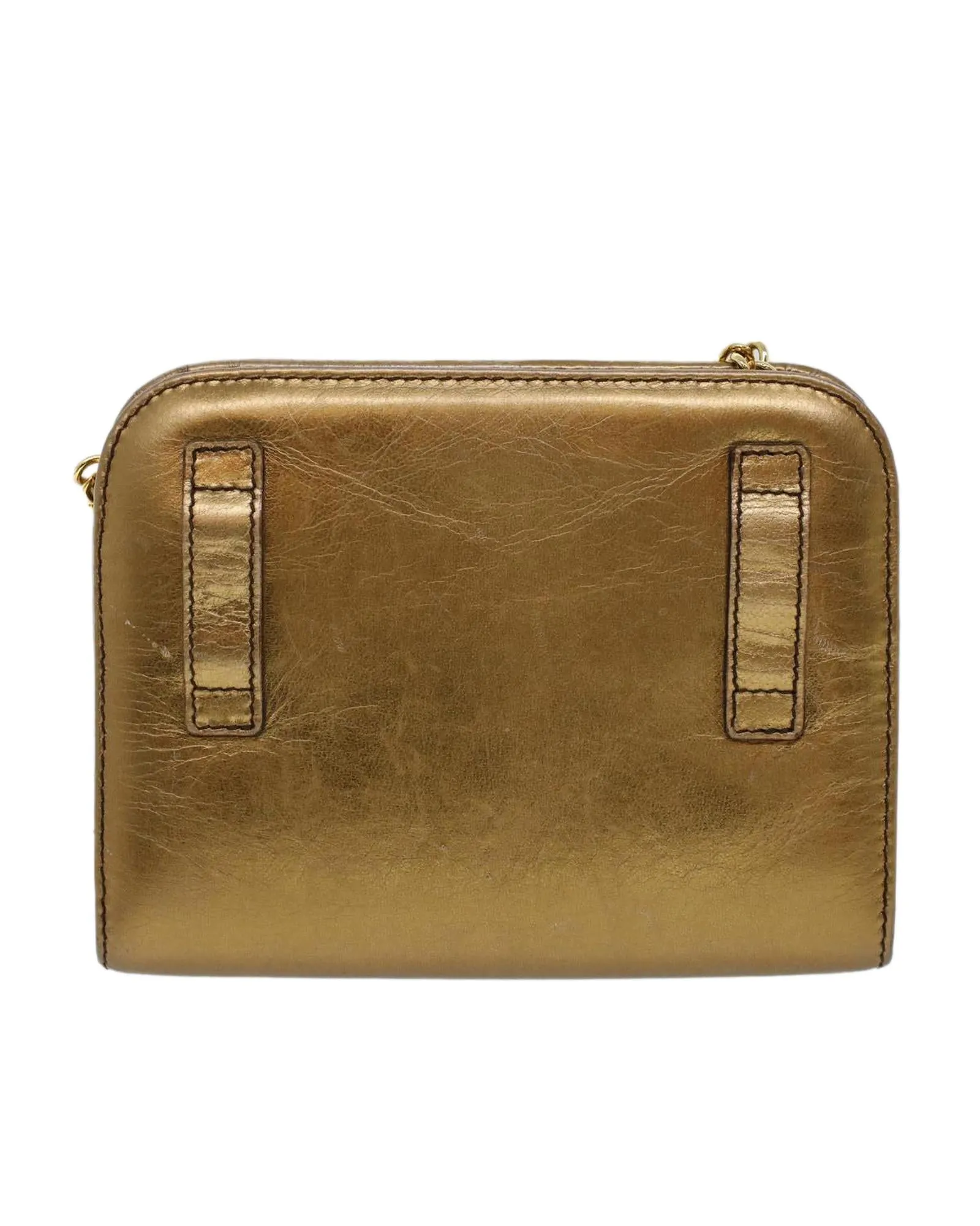 Gold Leather Gancini Chain Shoulder Bag