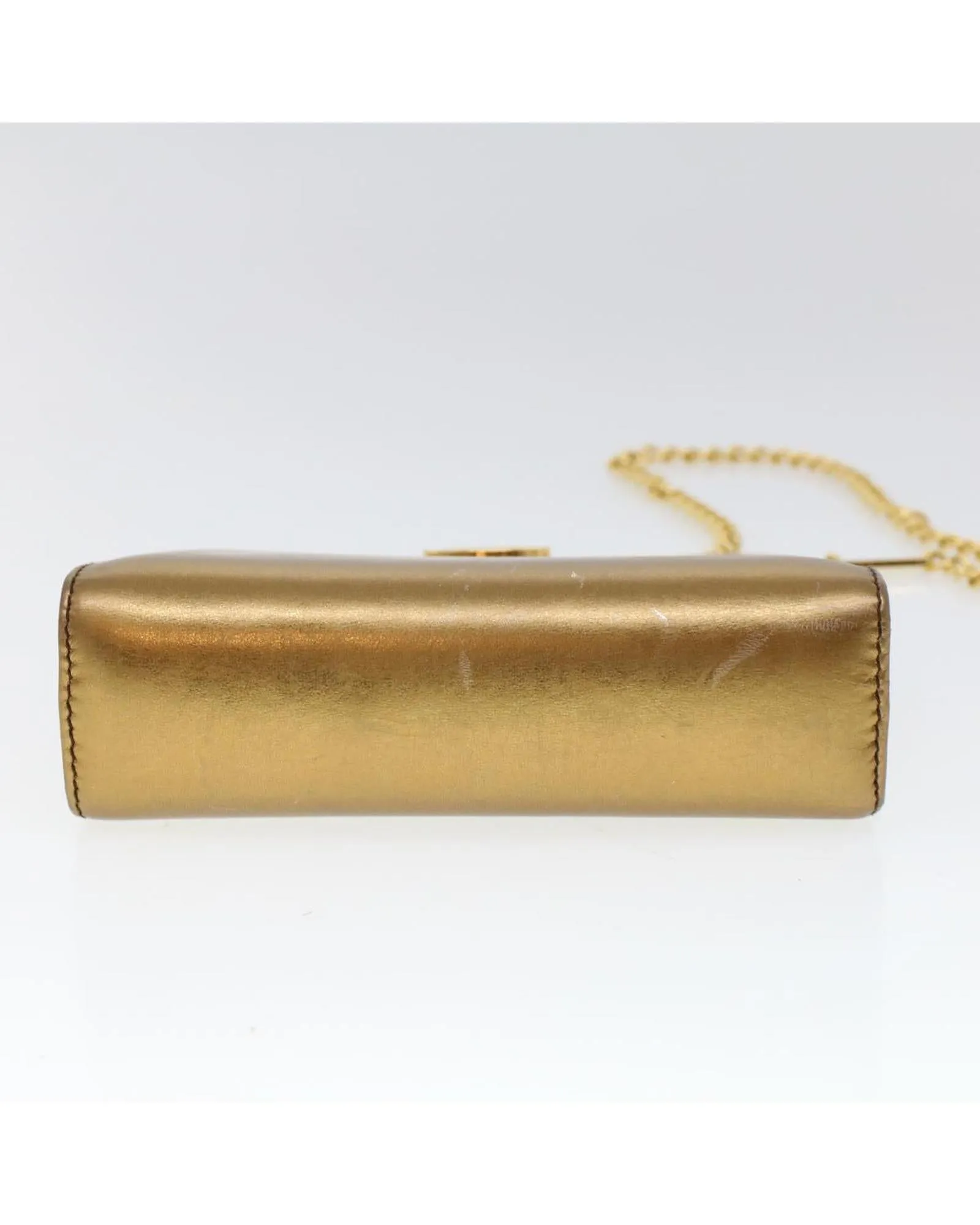 Gold Leather Gancini Chain Shoulder Bag