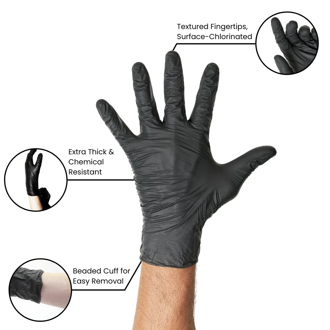 GP Craft Black Nitrile Exam Gloves (5 Mil) Powder Free, Latex Free, 1,000 Gloves - 100% Recyclable