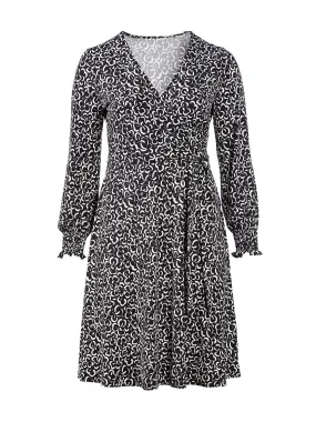 Graphic Gardenia Bluson Sleeve Perfect Wrap Midi Dress